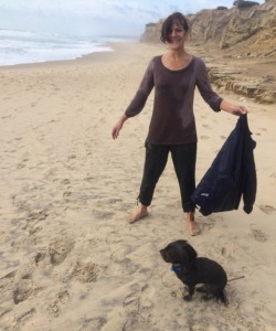 Hit by a wave in October, Montauk NY (with Reggie)